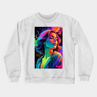 An Illustration of a Woman's Psychedelic Vision - colorful Crewneck Sweatshirt